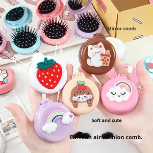 Mignon petit pour fée pliant pour Airbag peigne ensemble Portable en plastique coussin tête Massage peigne maquillage miroir dessin animé emballage - Product Image 3