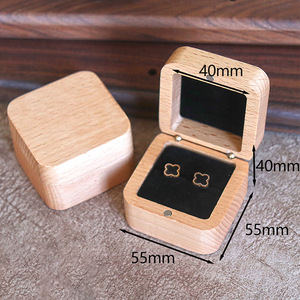 Wood Jewelry Box 55x55x40mm Square Magnetic Closure For Earrings <b>Rings</b> <b>Storage</b> Packaging - Product Image 1
