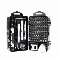 Jeu de tournevis manuel multifonctionnel en acier au carbone 115-en-1 dans un étui rigide pour le démontage et la réparation d'ordinateurs, de téléphones et de montres