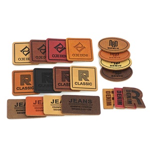 Custom logo PU Leather <b>Tag</b> Patch Embossed leather labels for handbags Garment PU Leather Material - Product Image 1