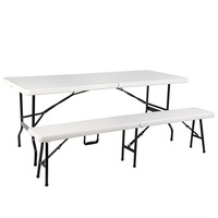 Ensemble table et chaises pliantes d'extérieur moderne et minimaliste, cadre en acier HDPE, portable pour pique-nique familial, camping, personnalisation possible
