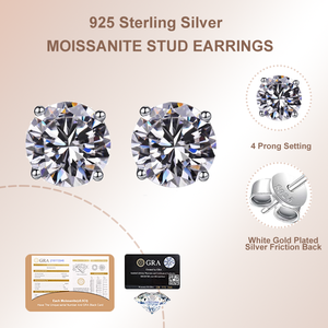 Boucles d'oreilles en moissanite 0,5 carat en argent sterling 925, sans nickel, étanches, avec diamants GRA, vente en gros d'usine - Product Image 3