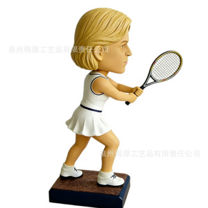 Tennis Player Figurine <b>Retro</b> White Jersey Design Sports Desktop <b>Decoration</b> Plastic Resin Material Durable Gift For Adults - Product Image 3