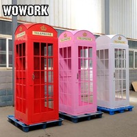 WOWORK Fond de cabine téléphonique londonien fer métal personnalisé Fond de cabine photo Boîte de fond de cabine cabine téléphonique pour décoration de mariage