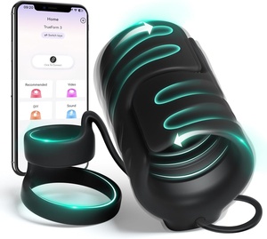 Jouets sexuels masculins pour hommes, vibrateur, <span class=keywords><strong>masturbateur</strong></span> masculin extensible à 9 vibrations avec 2 anneaux péniens, entraîneur de pénis - Product Image 1
