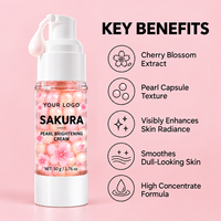 Crème Éclaircissante Quotidienne à la Fleur de Cerisier et Niacinamide, Soin Illuminateur Haute Concentration pour Peaux Ternes, Effet Éclatant, Perle de Sakura