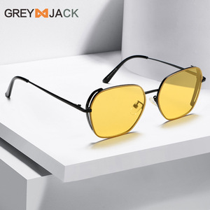 Gafas de Sol Polarizadas Grey Jack con Marco Metálico, Lentes Negras y Amarillas, Protección UV400, Visión Nocturna, Unisex, para Conducir - Product Image 5