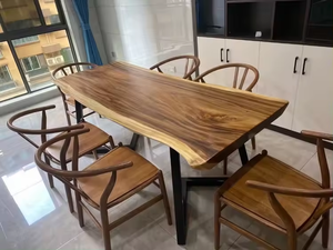 Mesa de comedor de madera maciza de nogal natural con borde vivo, venta al por mayor de fábrica, café, Sudamérica - Product Image 6