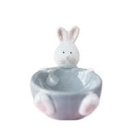 Porte-œufs en céramique en forme de lapin, cadeau créatif, support à œufs irrégulier, plat à condiments, décoration, modèle Dehua W211048