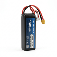 Batterie LiCoO2 OEM 44,4V 4S 5200mAh 80C pour avion/hélicoptère/bateau/drone/FPV RC avec connecteur XT90, 500 cycles, 400g, -20~60°C