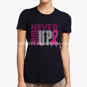 เสื้อมีฮู้ดสำหรับเด็กผู้หญิงการรับรู้มะเร็งเต้านมการพูด/สโลแกนไม่เคยยอมแพ้พลอยเทียมแบบร้อน - Product Image 5