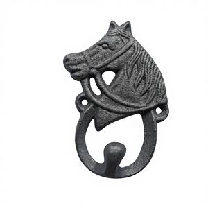 泉州風ヨーロピアンスタイル鋳鉄馬頭動物柄シングルフック壁掛け飾りクリエイティブレトロ玄関衣類掛け - Product Image 1