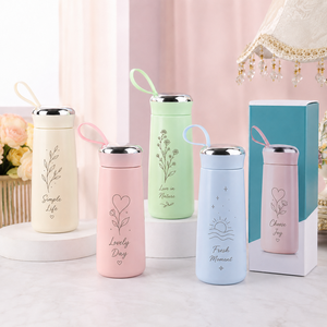 Botella de Agua Portátil de Vidrio con Cordón para Llevar, Diseño Personalizado con Texto, Varios Colores Pastel, Reutilizable, Ecológica, con Tapa y Pajita, Unisex - Product Image 3