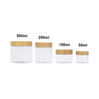 Nouveau Produit : Pot Cosmétique en Plastique PET Transparent Ambré Dépoli Naturel pour Crème Corporelle, avec Couvercle en Bambou