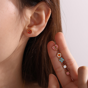 Cartoon Stud <b>Earrings</b> Zinc Alloy 18K Gold Plated For Women Irregular Shape Fashion Jewelry - Product Image 4