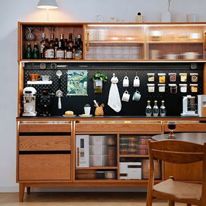 Liangcang <b>Sideboard</b> Cherry Wood Modern Minimalist <b>Storage</b> Cabinet For Dining Room With Wall Mounted Unit 900mm High - Product Image 1