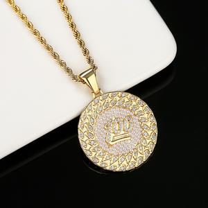 Collar LUOTEEMI, Oferta, Clásico, Aniversario, Chapado en Oro, Aleación, Diamante CZ, Colgante Redondo, Modelo Sona - Product Image 4