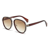 Usine En Gros Lunettes De Soleil Pilote Lunettes De Soleil Designer Pare-Soleil Forme Ronde Double Pont Lunettes De Soleil pour Hommes