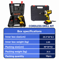 Perceuse à percussion sans fil 21V, ensemble d'outils électriques 3-en-1 avec 2 batteries et chargeur, kit de tournevis à vitesse variable au lithium-ion