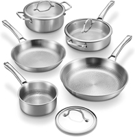 Ensemble de casseroles en titane pur OEM, 8 pièces, finition martelée, antiadhésif, sans revêtement, intérieur sans rivets, compatible induction