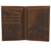 Dompet Kulit Asli Pria Desain Vintage Crazy Horse, Tempat Penyimpanan Tiket Pesawat, Kartu Kredit, dan Paspor, Hadiah Terbaik