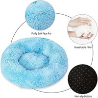 Tempat tidur hewan peliharaan bulu palsu, tempat tidur kucing bulat rumah lembut panjang mewah bantal anjing alas kucing Sofa tidur hewan