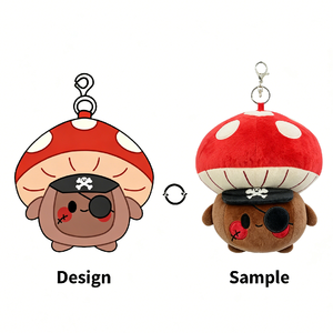 Porte-clés en peluche champignon pirate personnalisé avec logo d'usine, pendentif champignon en peluche de dessin animé, jouet promotionnel en gros à offrir - Product Image 1