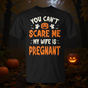 T-shirt Halloween pour hommes, noir, grande taille, You Cant Scare Me My Wife Is Pregnant - Product Image 3