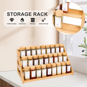Étagère à épices en bambou 4 niveaux avec couvercle en bois hermétique pour épices et sel - Product Image 3