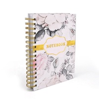 Agenda 2027 personnalisé, carnet à spirales imprimé floral avec reliure dorée et emballage cadeau