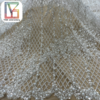 Tissu en dentelle à sequins et perles français, broderie africaine, tissu en dentelle de mariage avec perles pour robe de mariée
