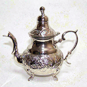 Handmade Moroccan Teapot Silver Plated Intricate Floral Engraved Patterns Ornate Lid Traditional Tea Ceremonies Eco-Friendly - Product Image 1