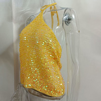 Débardeur à paillettes pour femmes Night Club Ladies Sexy Sequins Top Camisole
