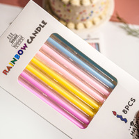 Bougies d'anniversaire en forme de crayon macaron arc-en-ciel haut de gamme en gros, accessoires de décoration de gâteaux pour enfants