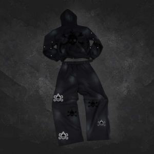 Conjuntos de 2 Piezas de Pantalones Deportivos y Sudaderas con Capucha, Estampado Vintage Decolorado por el Sol, Gruesos, Transpirables, Casuales y Holgados - Product Image 3