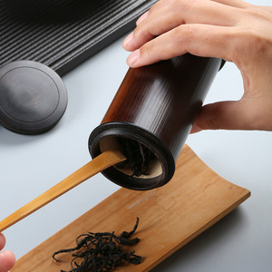 Handmade Bamboo Tea Caddy Round Airtight Tea Box For Tea Ceremony Gift Set Accessory - Product Image 2