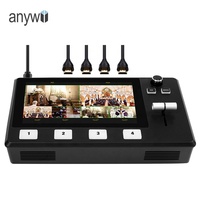 Mezclador de Video Multicámara Anywii, Pantalla LCD FHD de 5.5 Pulgadas, 4 Canales, Producción en Tiempo Real, Sistema de Audio para Conferencias y Transmisión en Vivo