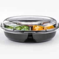Ecologisch verantwoorde, recyclebare clamshell verpakking van transparant plastic voor fruit, groenten en bessen, met ventilatieopeningen, geschikt voor levensmiddelen.