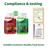 Gummies aux fruits et légumes sans sucre, marque privée OEM/ODM, avec plus de 40 fruits et légumes, 100 % végétaux, conformes aux normes européennes