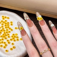 50 pièces d'accessoires pour nail art en résine, fleurs de tournesol 3D, petites fleurs jaunes fraîches, pour ongles DIY, pointe diamant, dos plat