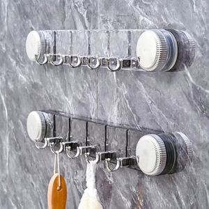 5 <b>Hooks</b> Rotating Suction Cup Punch-Free Strong Load-Bearing Plastic Bathroom Towel Rack <b>Wall</b> Mounted Corrugated Row <b>Hook</b> Single - Product Image 4