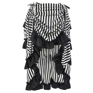 Falda Sexy para mujer, ropa gótica Victoriana, rayas blancas y negras, larga, ajustable, asimétrica, con volantes, faldas Vintage Steampunk - Product Image 1