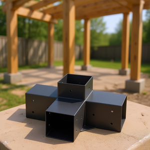 Soporte de esquina de 4 vías de 4x4 pulgadas de acero con recubrimiento en polvo para vigas de madera, pérgolas, soportes de terraza, kit de herrajes. - Product Image 2