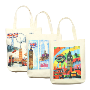 London Souvenir Beach Tote Bags con logotipo impreso personalizado College Zipper Cotton Canvas Tote Bag - Product Image 6