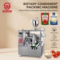 Station de remplissage et de scellage rotative pour sachets préformés de liquides visqueux (ketchup, mayonnaise, etc.)