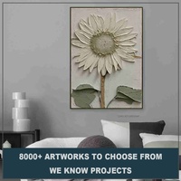 Peinture à l'huile de fleurs blanches texturées avec centre doré, art mural floral en impasto 3D, décoration minimaliste pour les intérieurs d'hôtels modernes