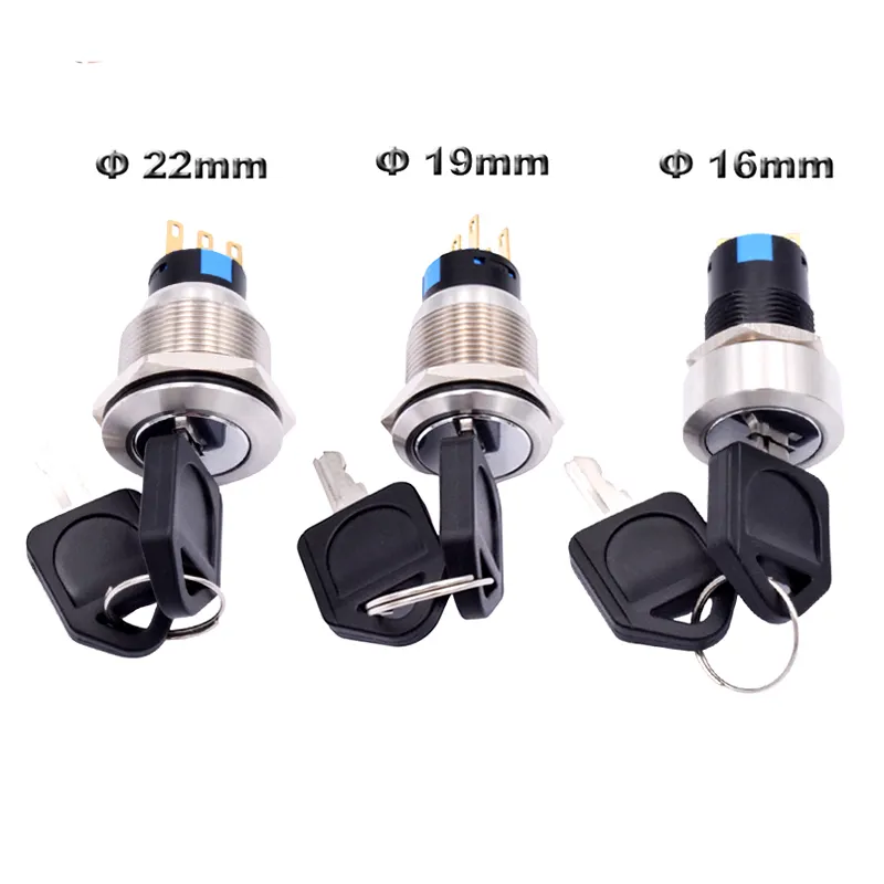 16mm 19mm 22mm Waterproof Metal Rotary Selector Switch 2 3 Position ON OFF 1NO 1NC 2NO 2NC Latching Key Knob Push Button Switch