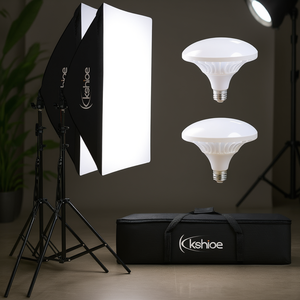Kshioe Softbox <b>Lighting</b> Kit 20 X 27 Inch E27 Socket Aluminum Portable Photo Studio Equipment With <b>Bulbs</b> - Product Image 2