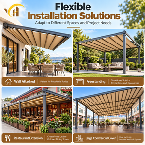 Pérgola Motorizada Plegable Manualmente con Techo Retráctil Impermeable, Toldo <span class=keywords><strong>para</strong></span> <span class=keywords><strong>Exteriores</strong></span> <span class=keywords><strong>para</strong></span> Hoteles, Resorts, Terrazas y Proyectos de Alta Gama - Product Image 5