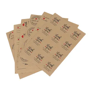 Etiqueta de selo de presente com impressão personalizada, papel Kraft, adesivos de agradecimento, folhas de papel, cartões de agradecimento, rolo de adesivos